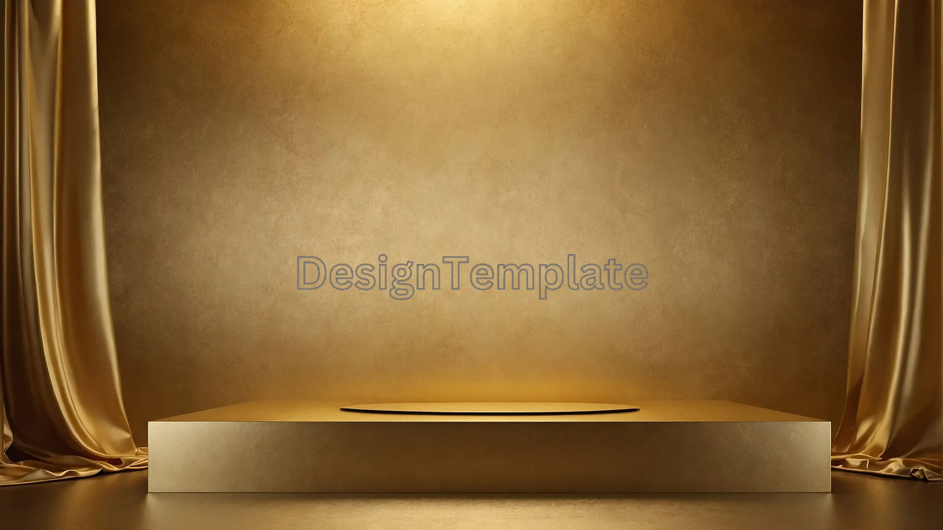 Golden Podium with Luxurious Curtains Background